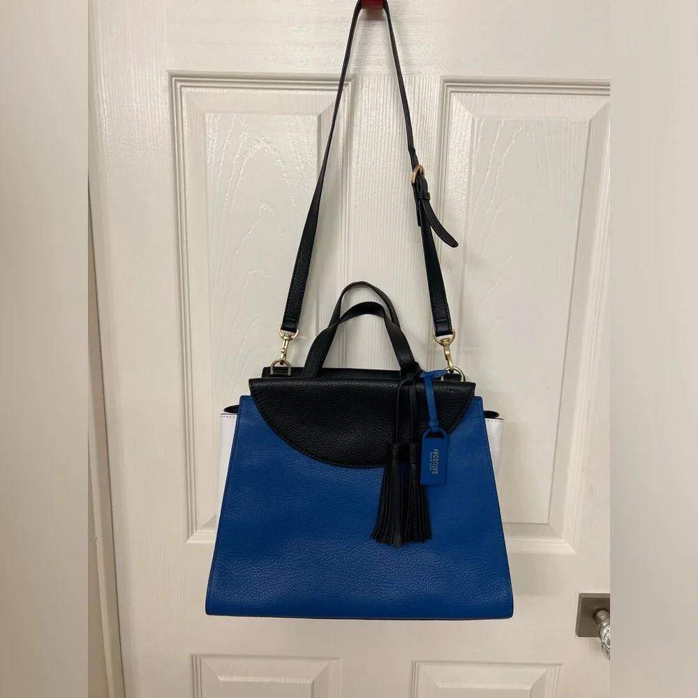 kate spade Blue, Black & White Leather Top-Handle Satchel - Picture 3 of 15